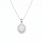Lavencious Sterling Silver Oval White Opal Halo Pendant Necklace with 16"+2" Italian Box Chain