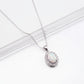 Lavencious Sterling Silver Oval White Opal Halo Pendant Necklace with 16"+2" Italian Box Chain