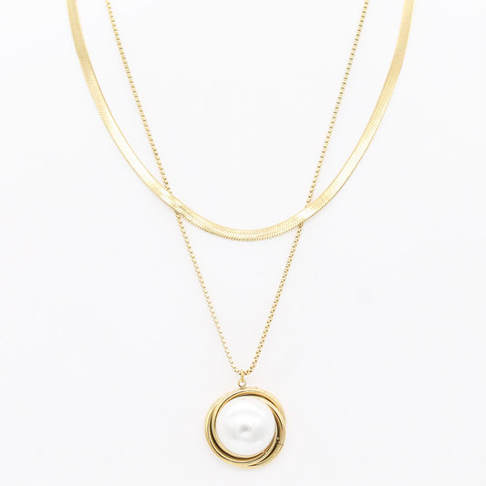 Stainless Steel with Pearl Necklace