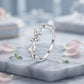 Lavencious Sterling Silver Curved Olive Branch with Clear CZ Stones Wedding Band Promise Ring for Women Size 4-10