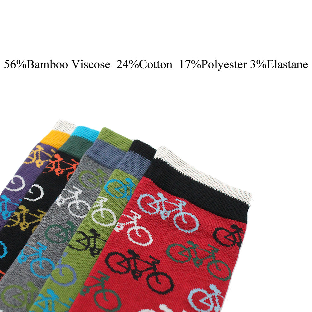 Lavencious Mens Bike Pattern and Dress Socks 5 Pairs for Men Shoe Size 6-10, Sock Size 9-11, 5 Pairs(Bicycle Pattern)