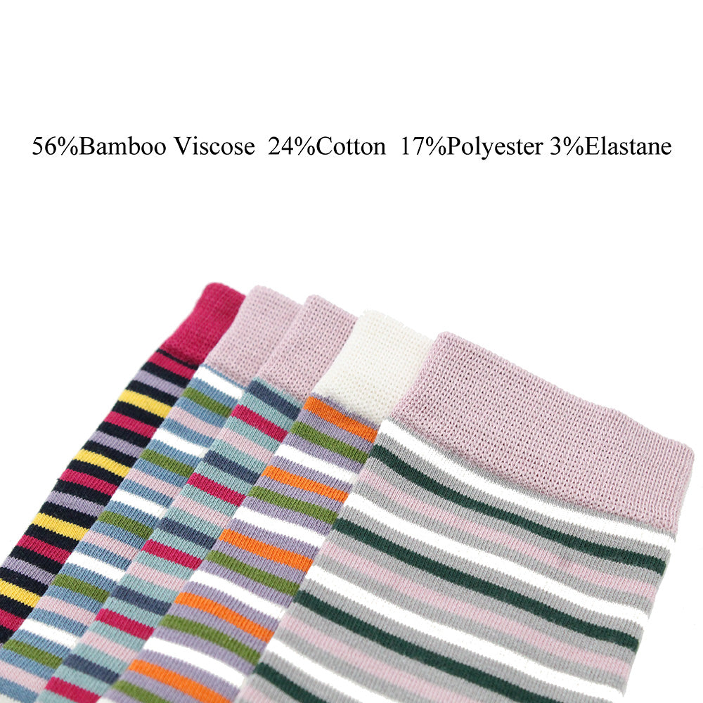 Lavencious Women Stripe and Dress Socks 5 Pairs for Women Shoe Size 6-10, Sock Size 9-11, 5 Pairs