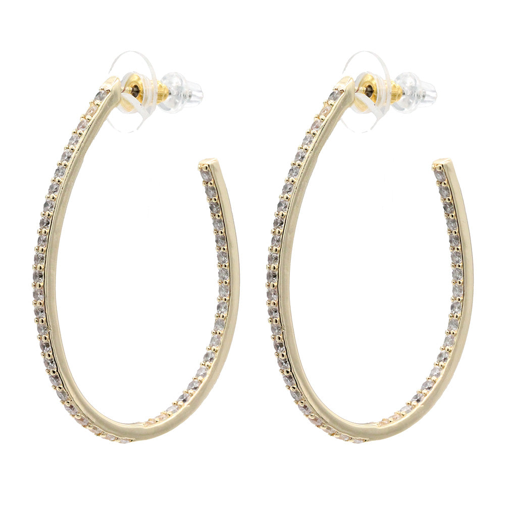 Lavencious Gold Color With clear CZ Hoop Earrings