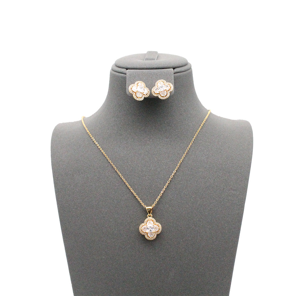 Four Leaf Cubic Zirconia Jewelry Set