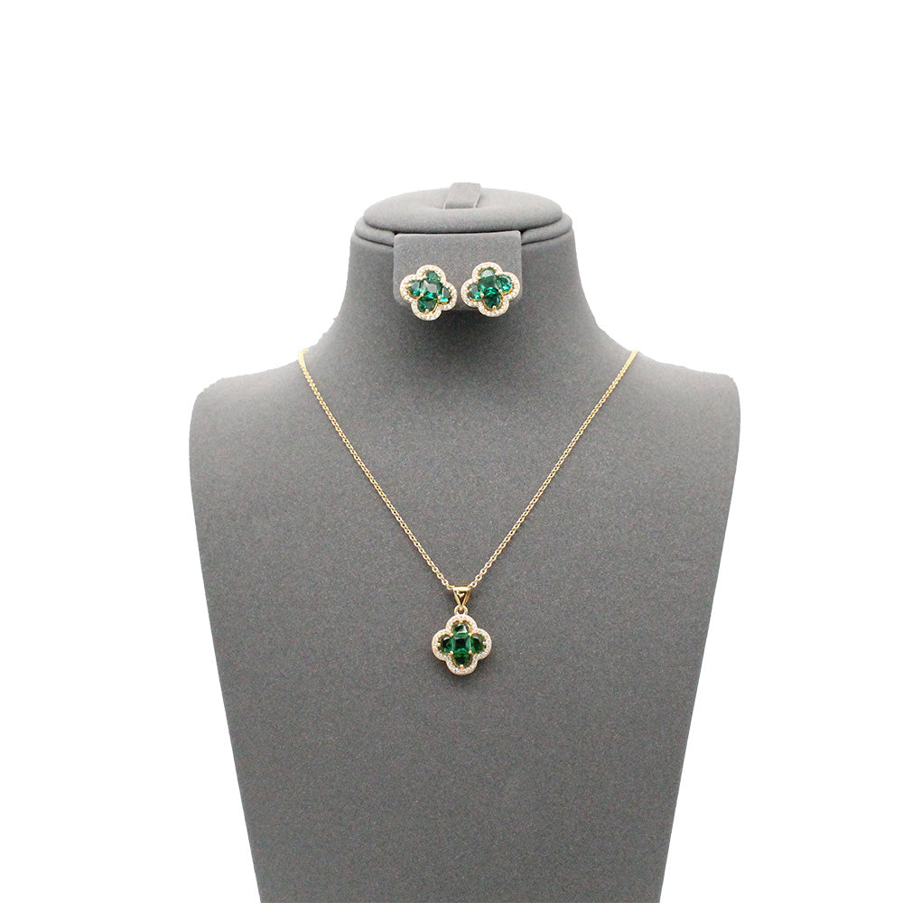 Four Leaf Cubic Zirconia Jewelry Set