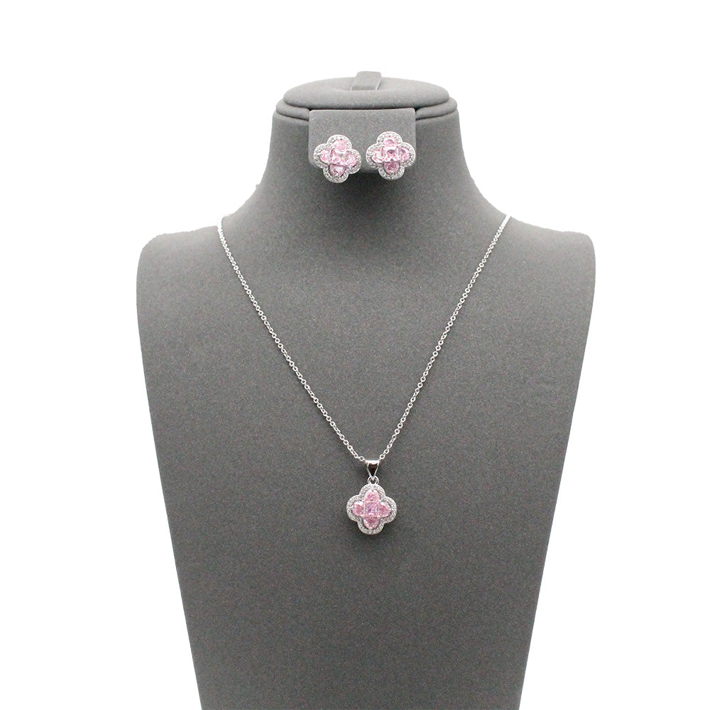 Four Leaf Cubic Zirconia Jewelry Set