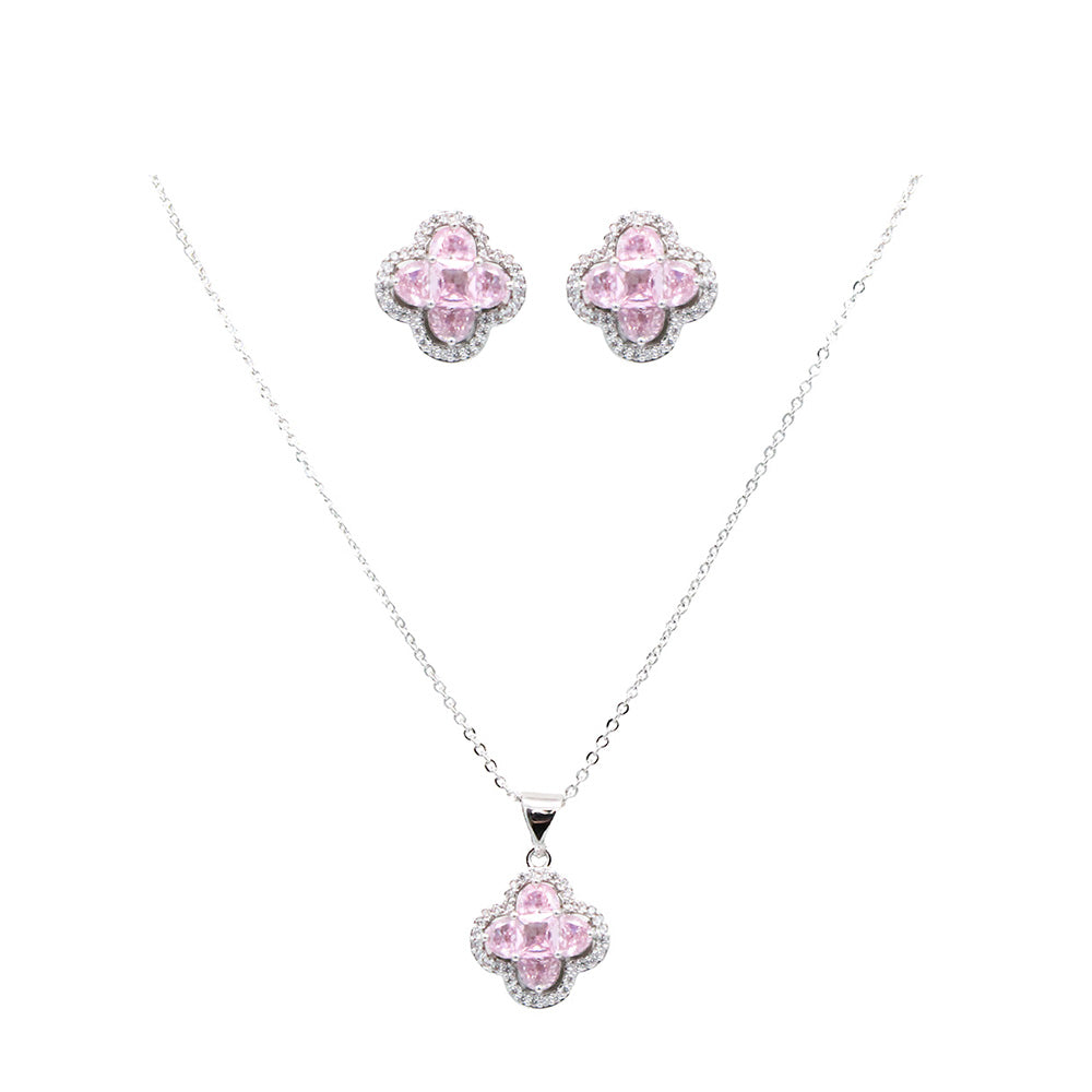 Four Leaf Cubic Zirconia Jewelry Set