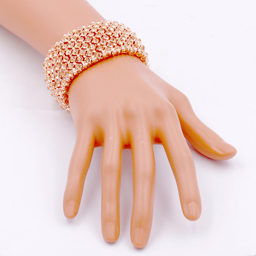 Lavencious Rose Gold Plated with Clear Rhinestone Stretch Bracelets