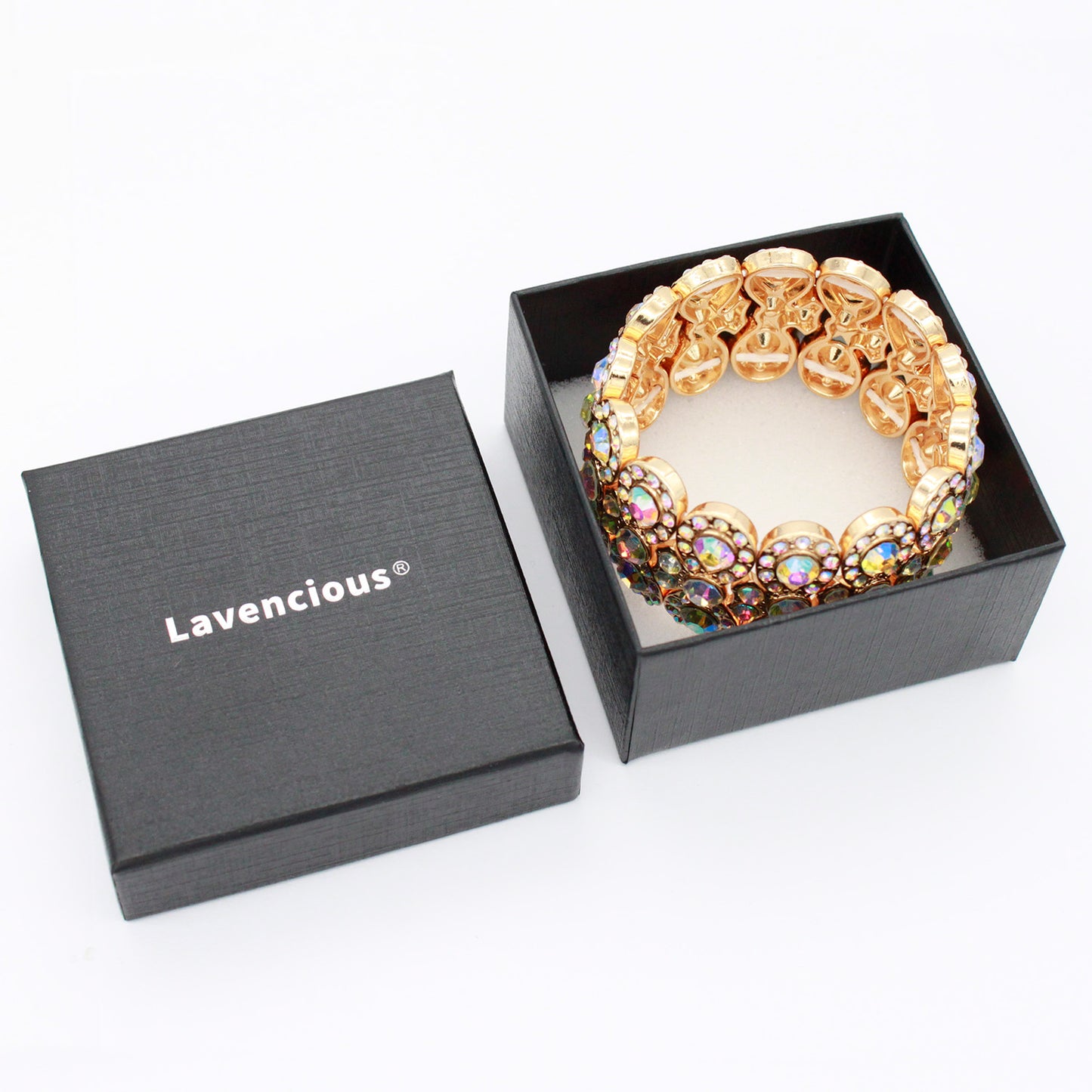 Lavencious Gold Plated Infinity Shape with AB Rhinestone Stretch Bracelet