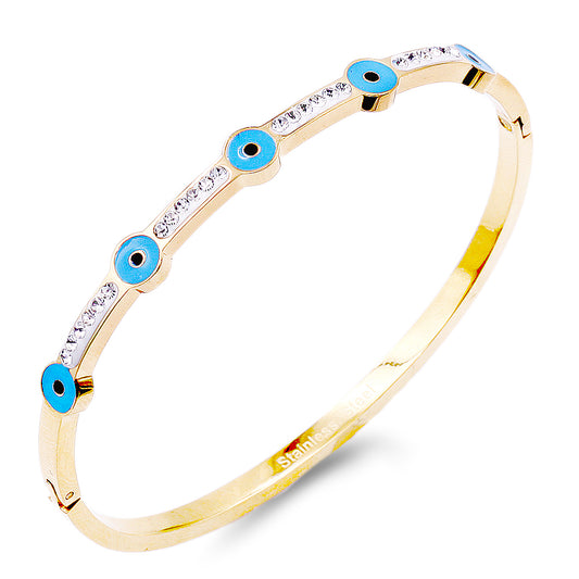 Women's Gold Plated Evil Eye CZ Bangle