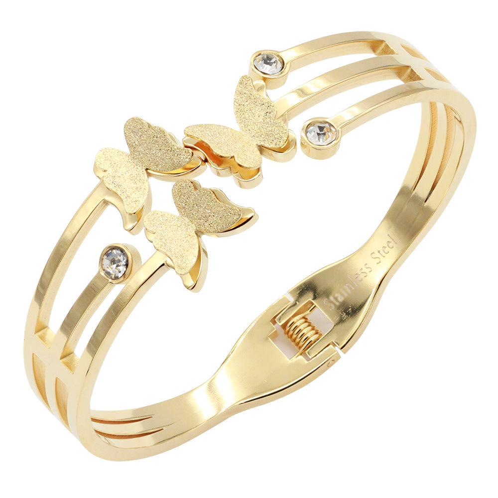 Gold Plated Butterfly Stainless Steel Bangle