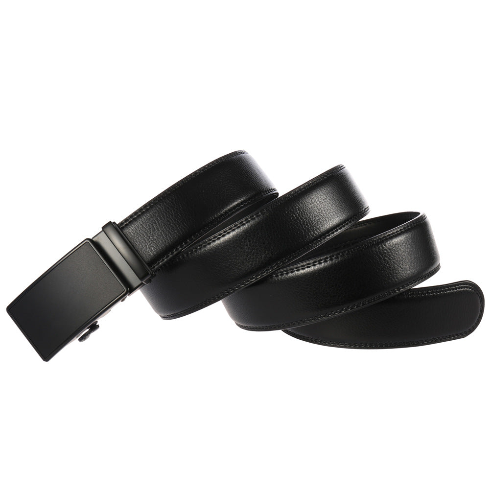 Lavencious Men's Genuine Leather Dress Ratchet Slide Casual Belt, Cut to Fit Waist Size up to 46 inches (Black Black)