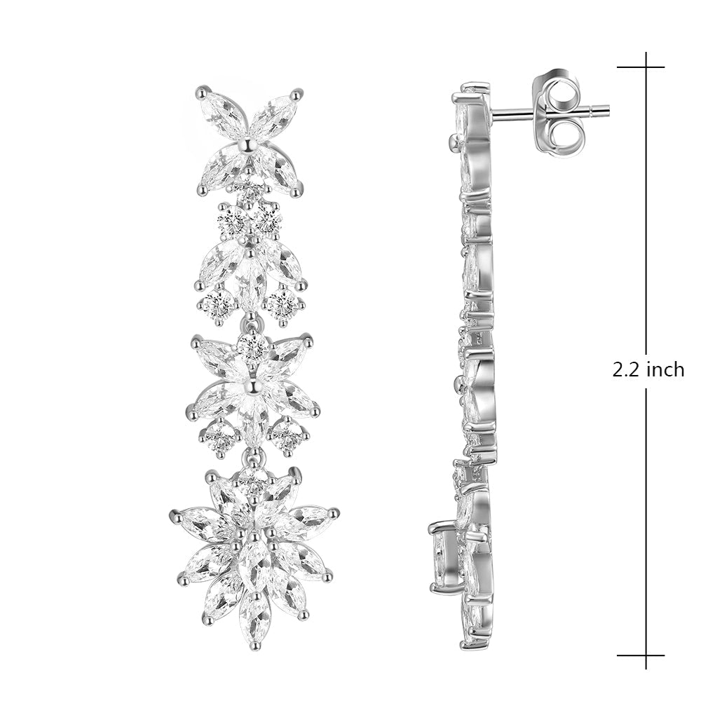 Lavencious Rhodium Plated with Clear Cubic Zirconia Dangle Earrings