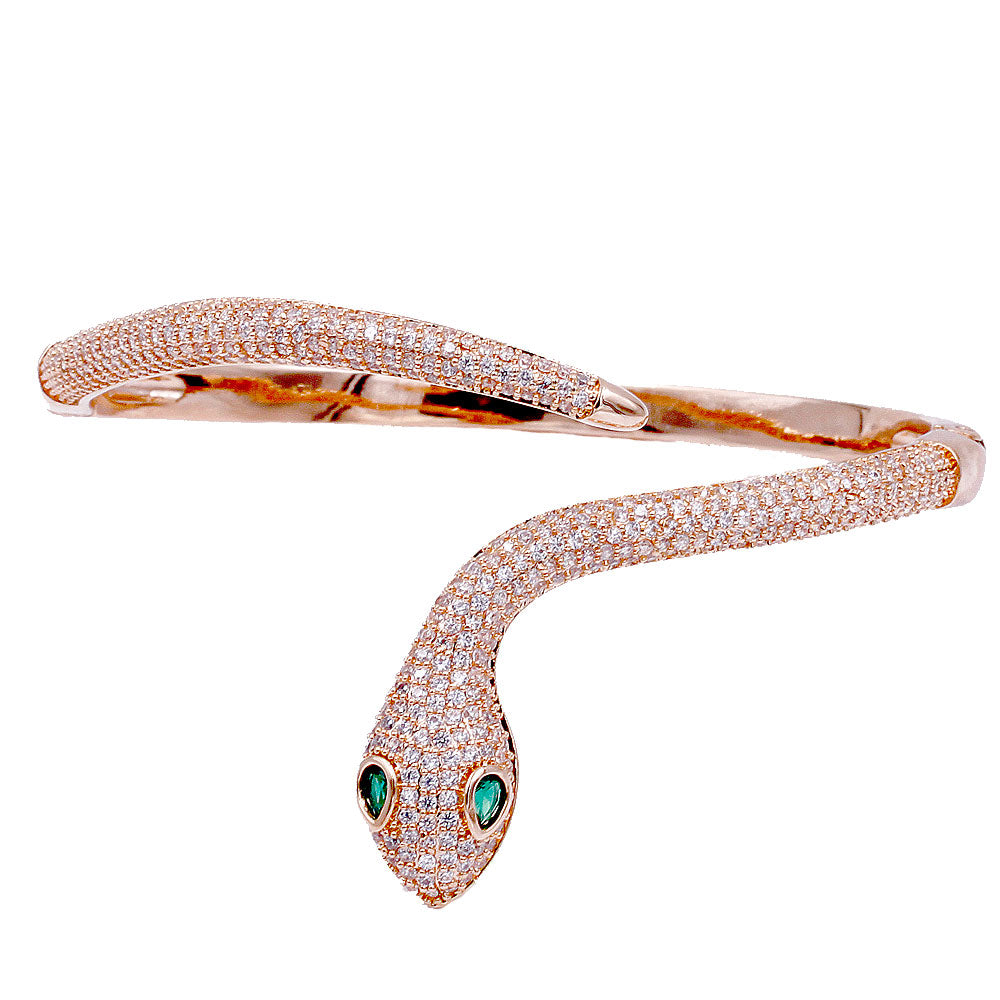 Lavencious Fashion Snake Hinged Bangle Bracelets for Women - Rose Gold