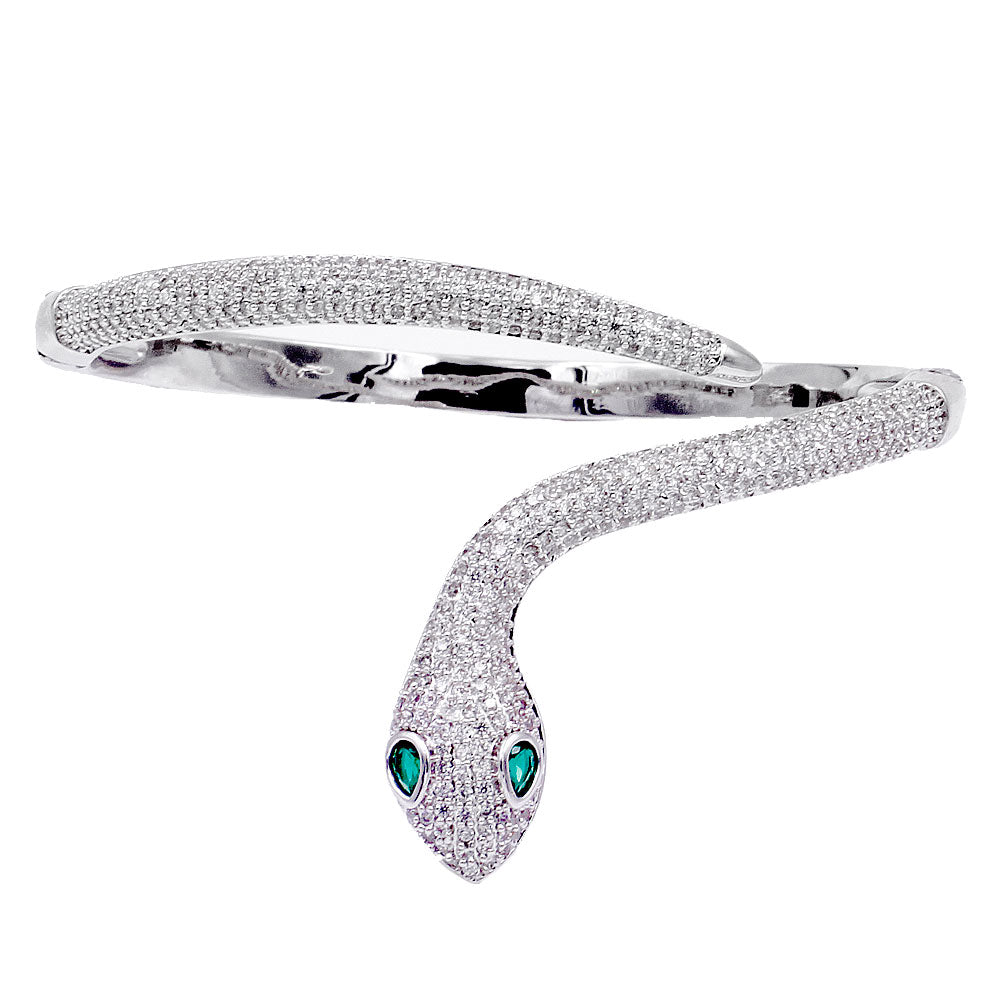 Lavencious Fashion Snake Hinged Bangle Bracelets for Women - Silver