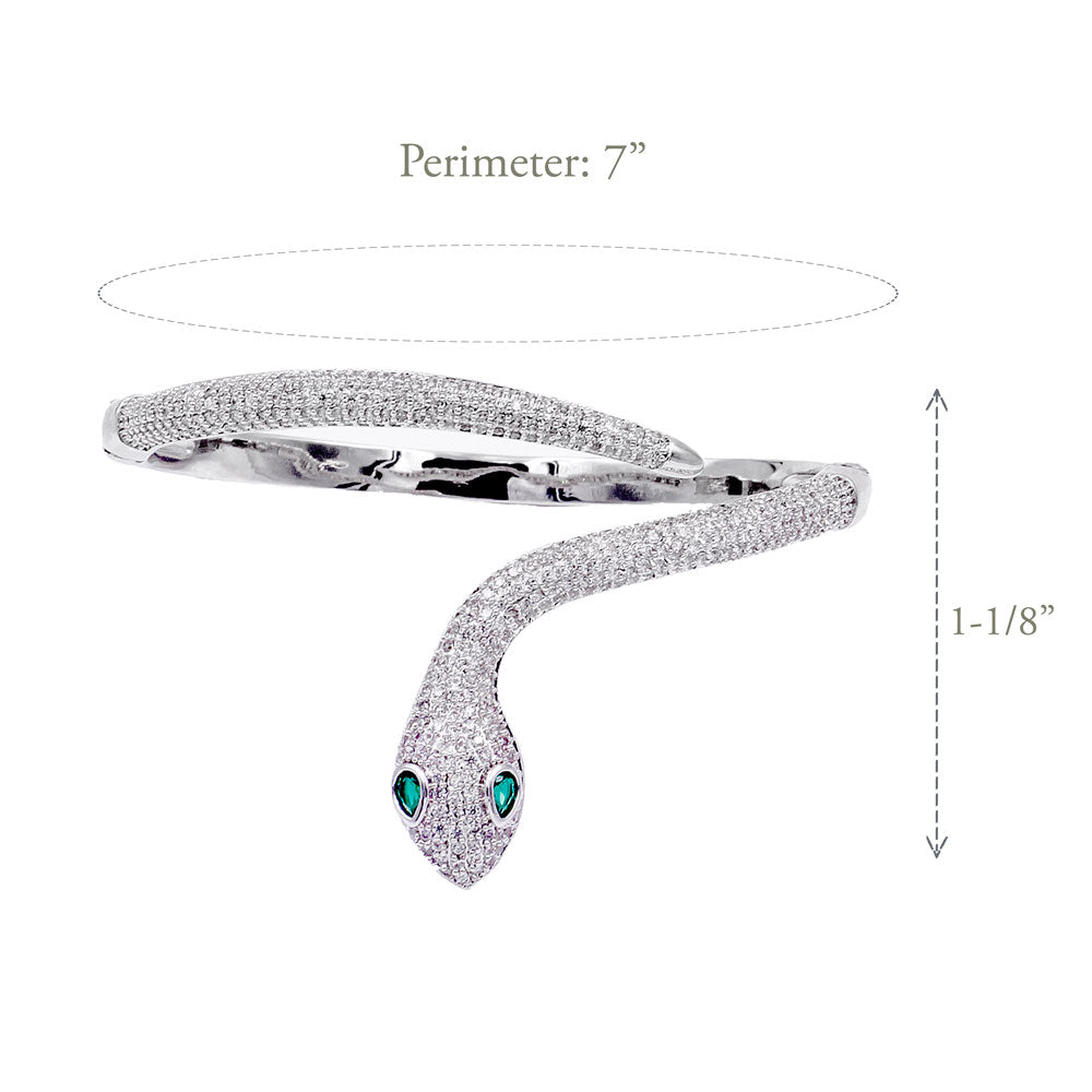 Lavencious Fashion Snake Hinged Bangle Bracelets for Women - Silver