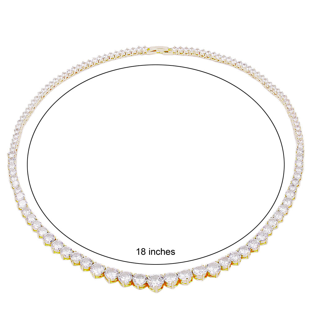 Lavencious Gold Plated with Clear AAA CZ Tennis Necklace
