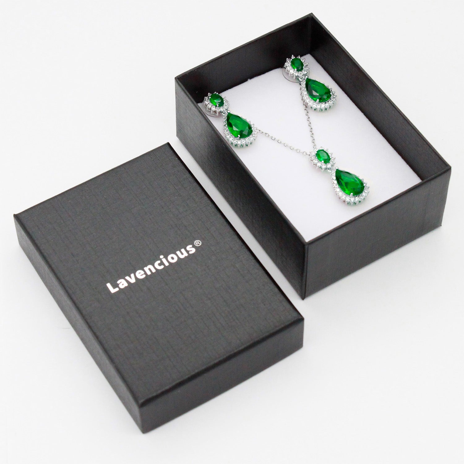 Lavencious Teardrop Dangle with AAA Emerald Green Cubic