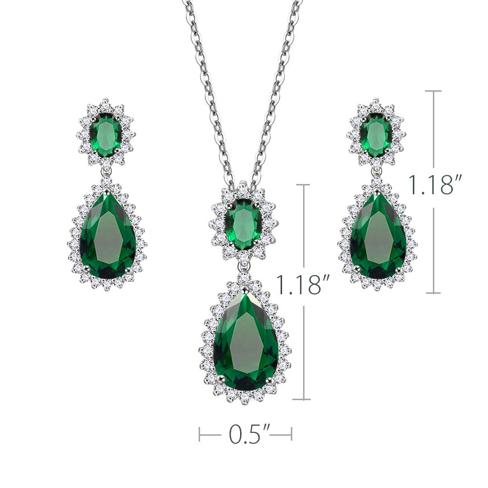 Lavencious Teardrop Dangle with AAA Emerald Green Cubic Zirconia