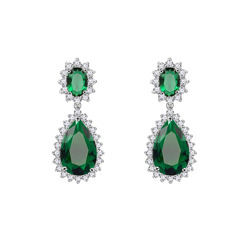 Lavencious Teardrop Dangle with AAA Emerald Green Cubic Zirconia