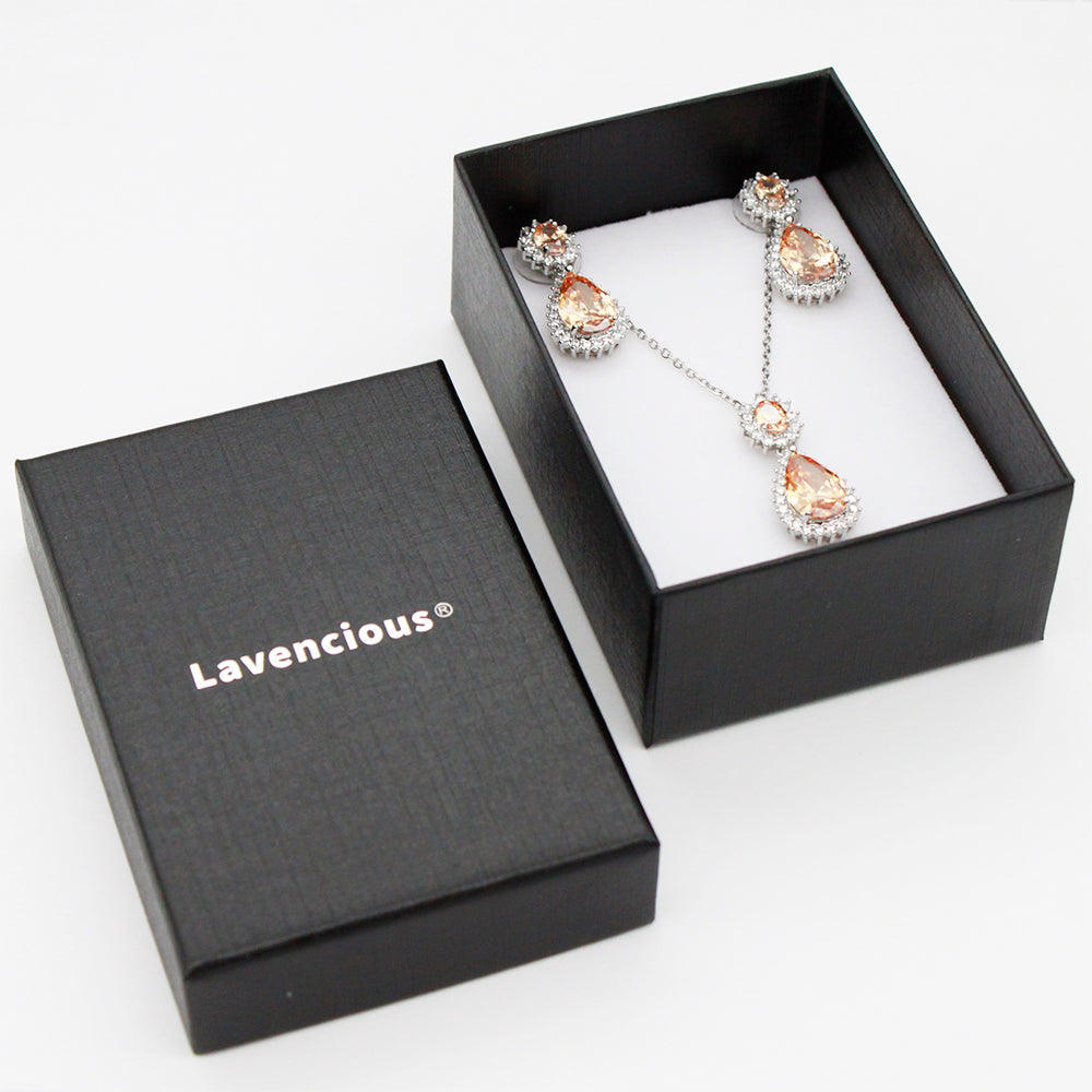 Lavencious Teardrop Dangle with AAA Topaz Cubic Zirconia Necklace & Earrings Set