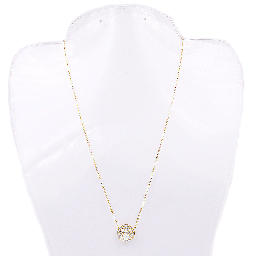 Lavencious 16'' Gold Plated Pave with Cubic Zirconia Stone Pendant Necklace