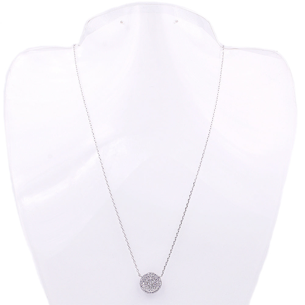 Lavencious 16'' Rhodium Plated Pave with Cubic Zirconia Stone Pendant Necklace