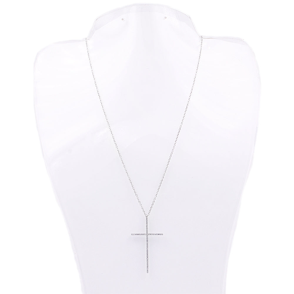 16'' Classic Cubic Zirconia Cross Pendant Necklace