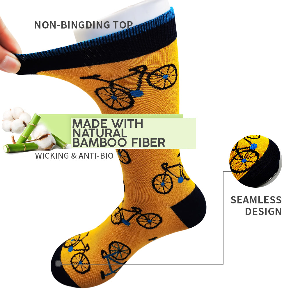 Lavencious Natural Bamboo Crew Dress Socks 5 Pairs for Men Size 7-12