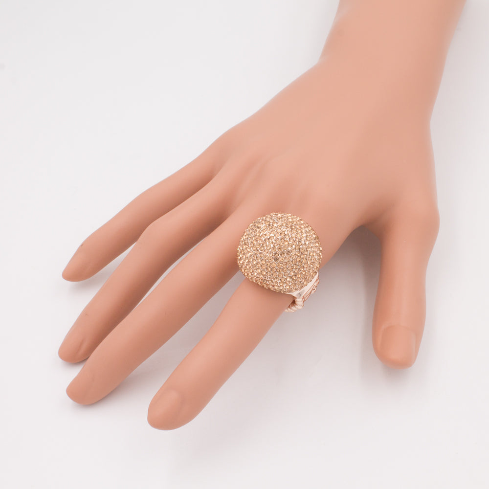 Lavencious Rose Gold Snowball Rhinestone Cocktail Stretch Ring Party Ring for Women Free Sizes for 6 to 10