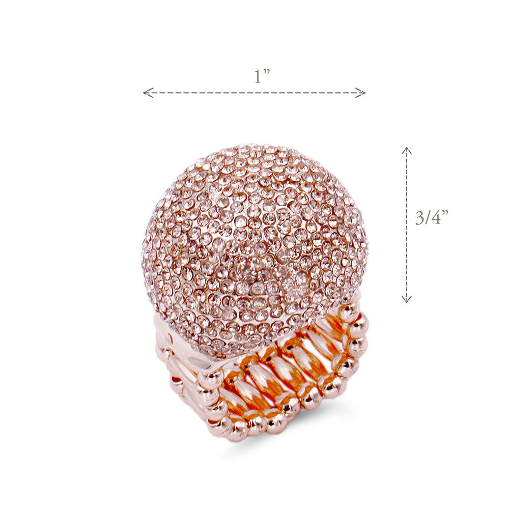 Lavencious Rose Gold Snowball Rhinestone Cocktail Stretch Ring Party Ring for Women Free Sizes for 6 to 10