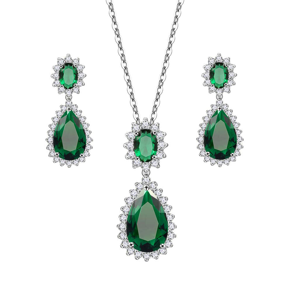 Lavencious Teardrop Dangle with AAA Emerald Green Cubic Zirconia