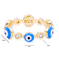 Lavencious Solid 925 Sterling Silver Evil Eye Ring with Gold Plated, Evil Eye with Enamel and AAA CZ Comfort Fit for Women Girls, Size 4 to 10