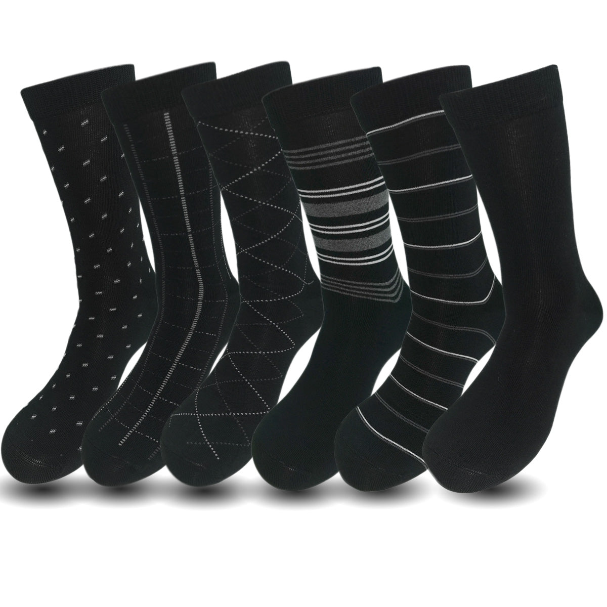 Lavencious Premium Men's Soft and Comfort Bamboo Fiber Crew Dress Socks for Men Shoe Size 7-13, 6 Pairs (Multi Patterns)