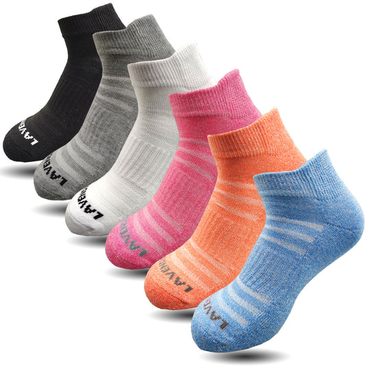Lavencious Cushioned Low Cut Sport Ankle Athletic Socks for Women, 6 Pairs, Size 6-10(Multi-Color)